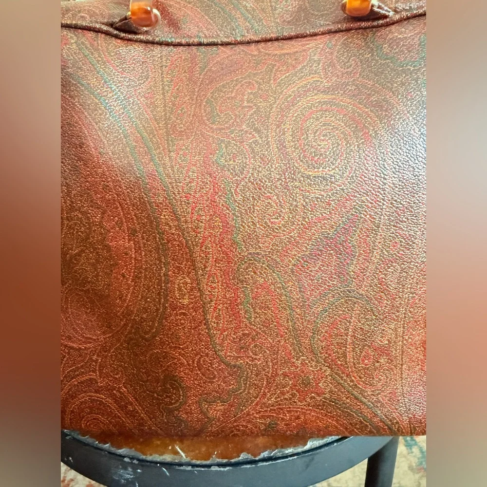 Vintage Etro Milano Handbag with Tortoiseshell  Handles. Classic‎ Paisley Print